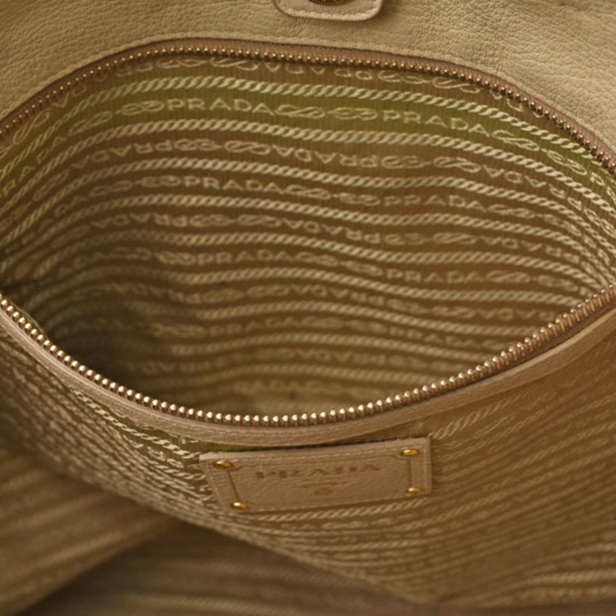 Prada Beige Leather Shoulder Bag Tote Bag