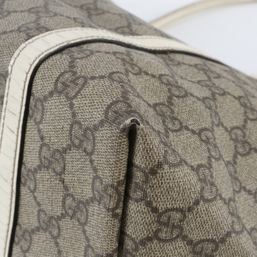Gucci Beige Leather Coated Canvas Handbag Shoulder Bag Tote Bag (Pre-Owned)