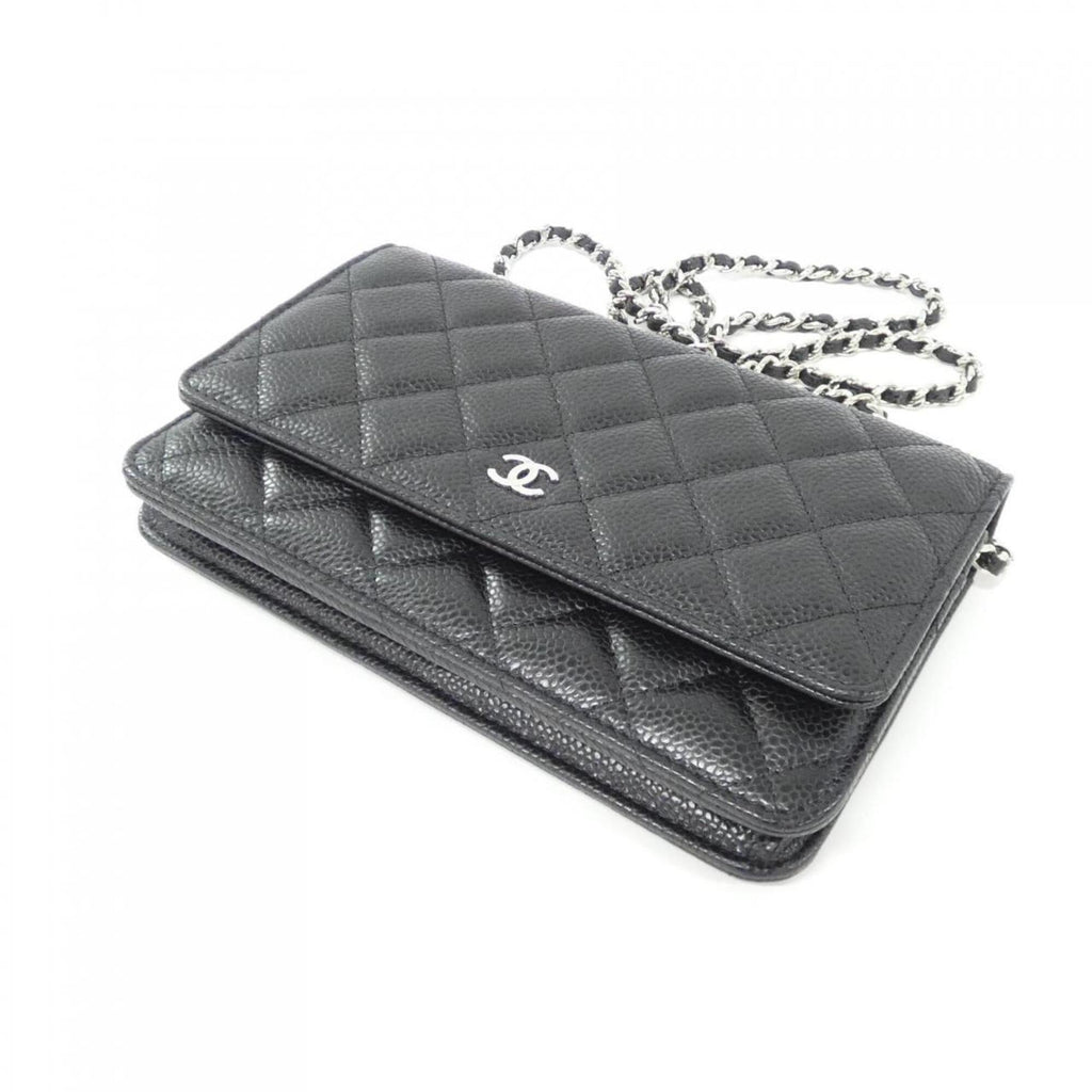 Chanel Black Bordeaux Grained Calfskin Chain/Shoulder Wallet