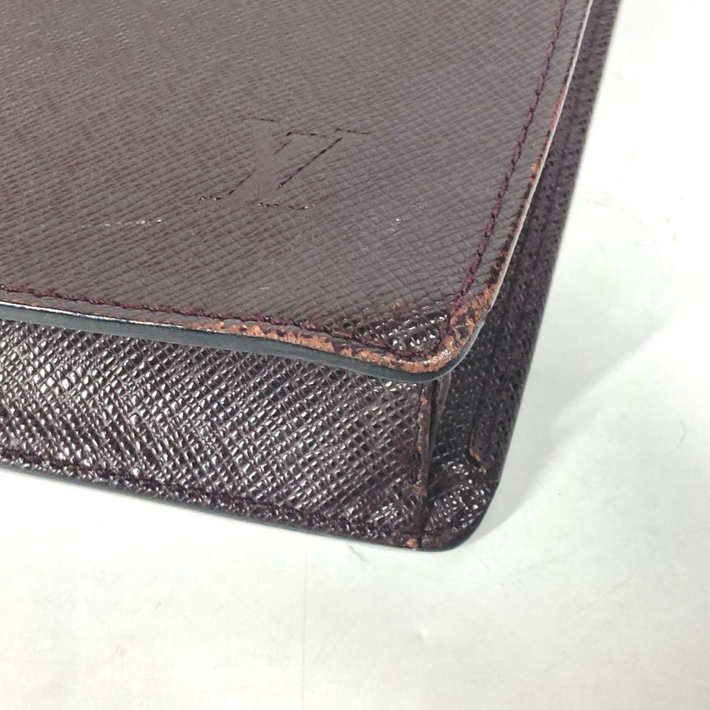 Louis Vuitton Acajou Red Color Wine Taiga Leather Leather Briefcase