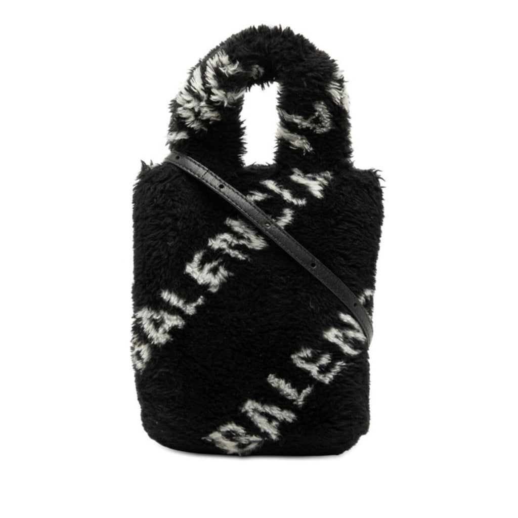 Balenciaga Black Faux Fur Handbag Shoulder