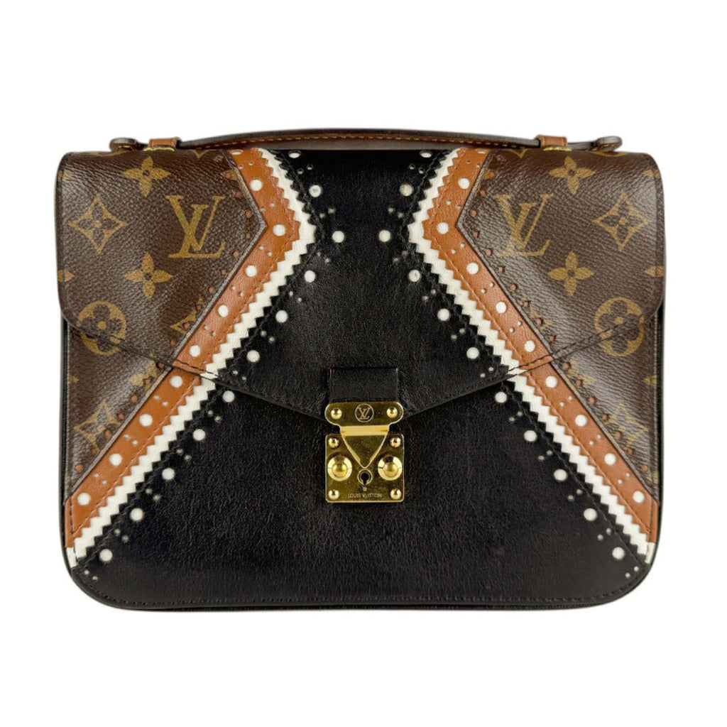 Louis Vuitton Black Brown Monogram Monogram Leather Handbag Pochette Shoulder Bag