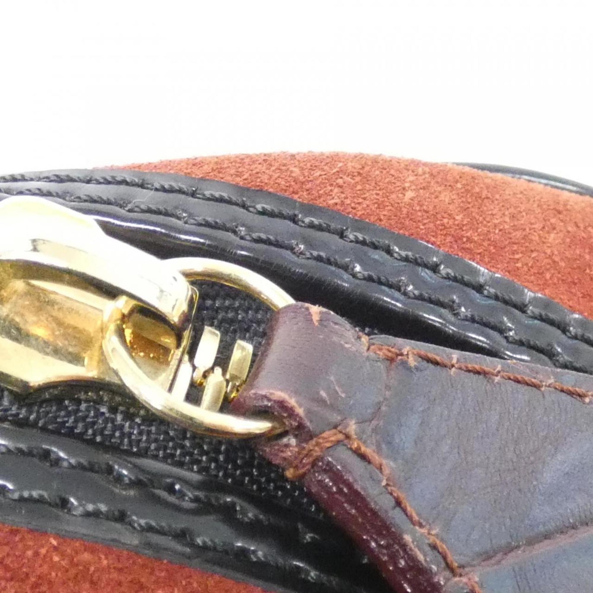 Louis Vuitton Brown Red Brown Suede Leather Handbag