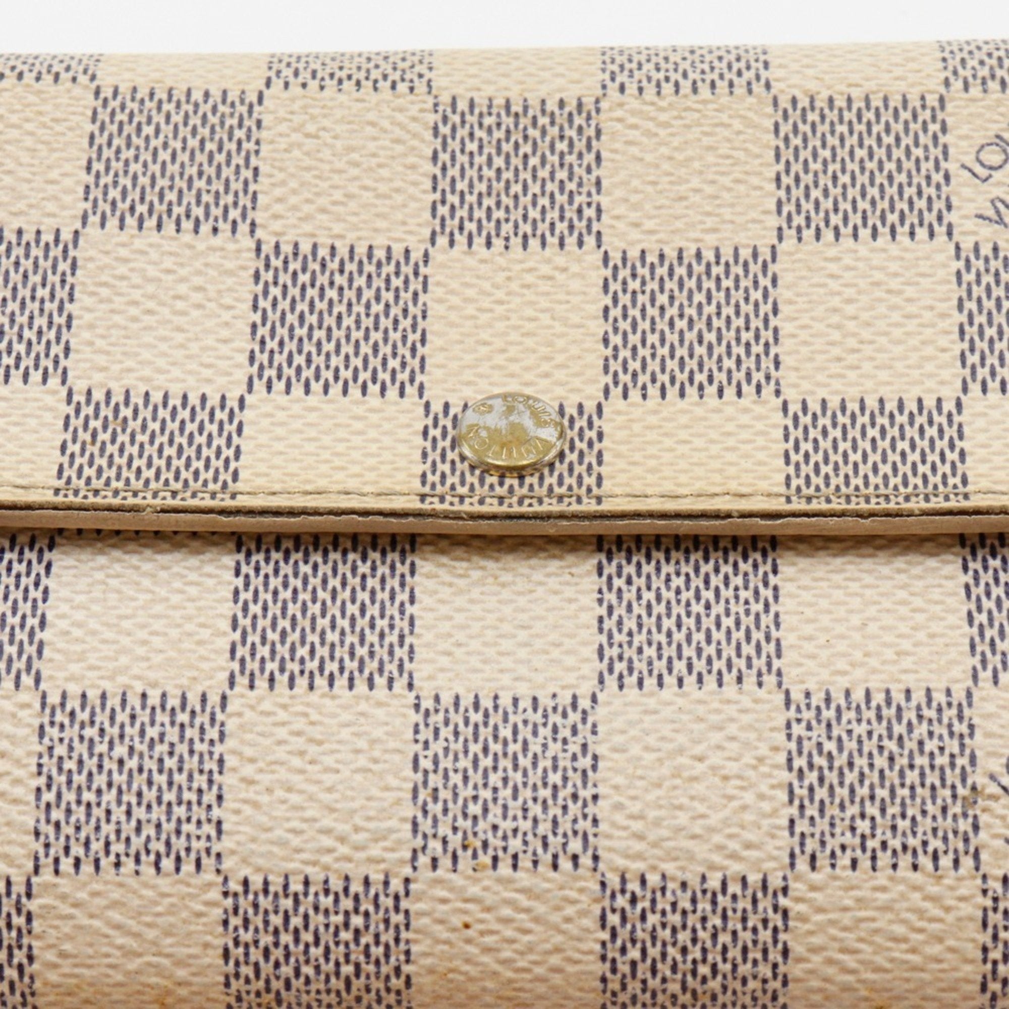 Louis Vuitton White Damier Azur Canvas Long Wallet (Tri-Fold)