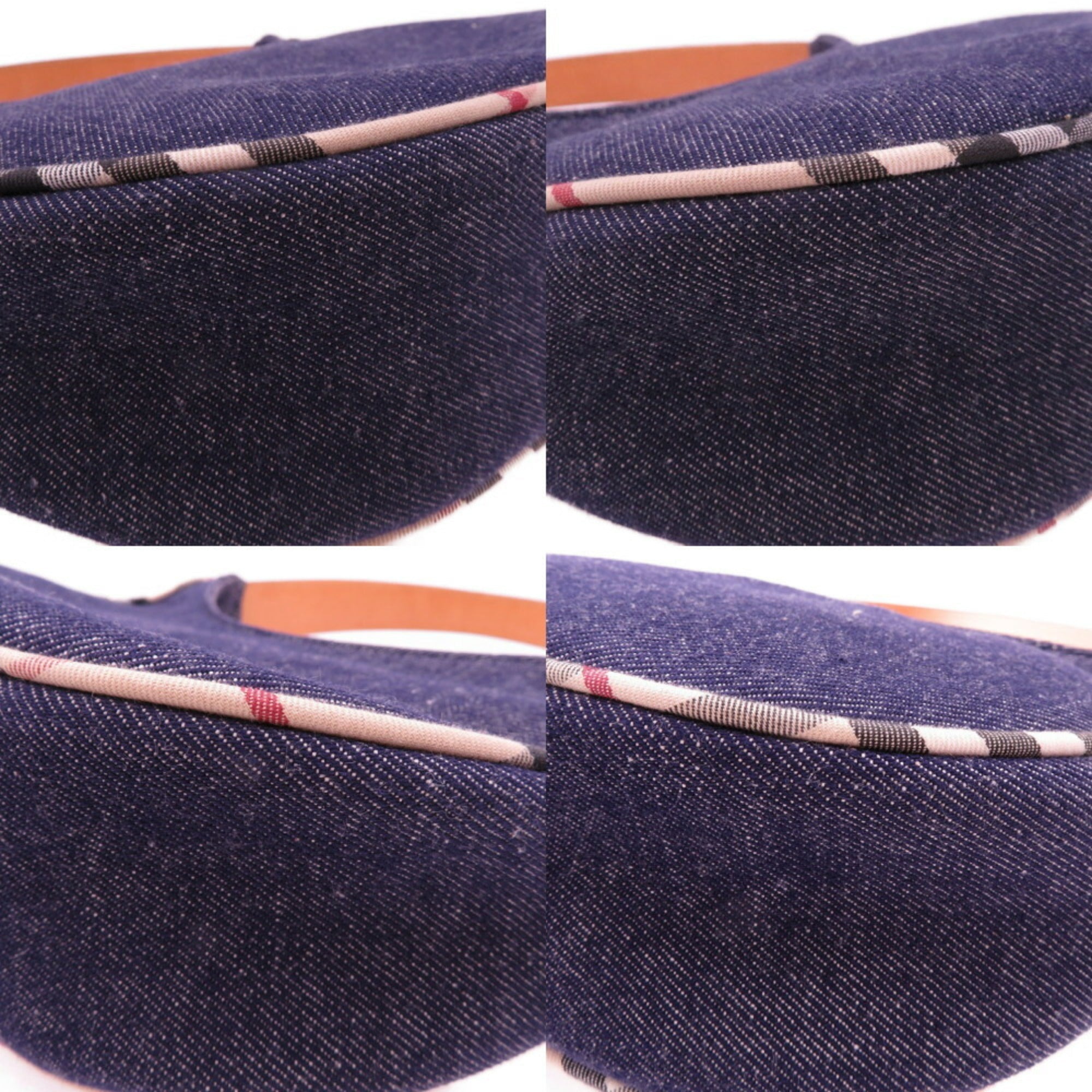 Burberry Beige Navy Denim Leather Shoulder Bag