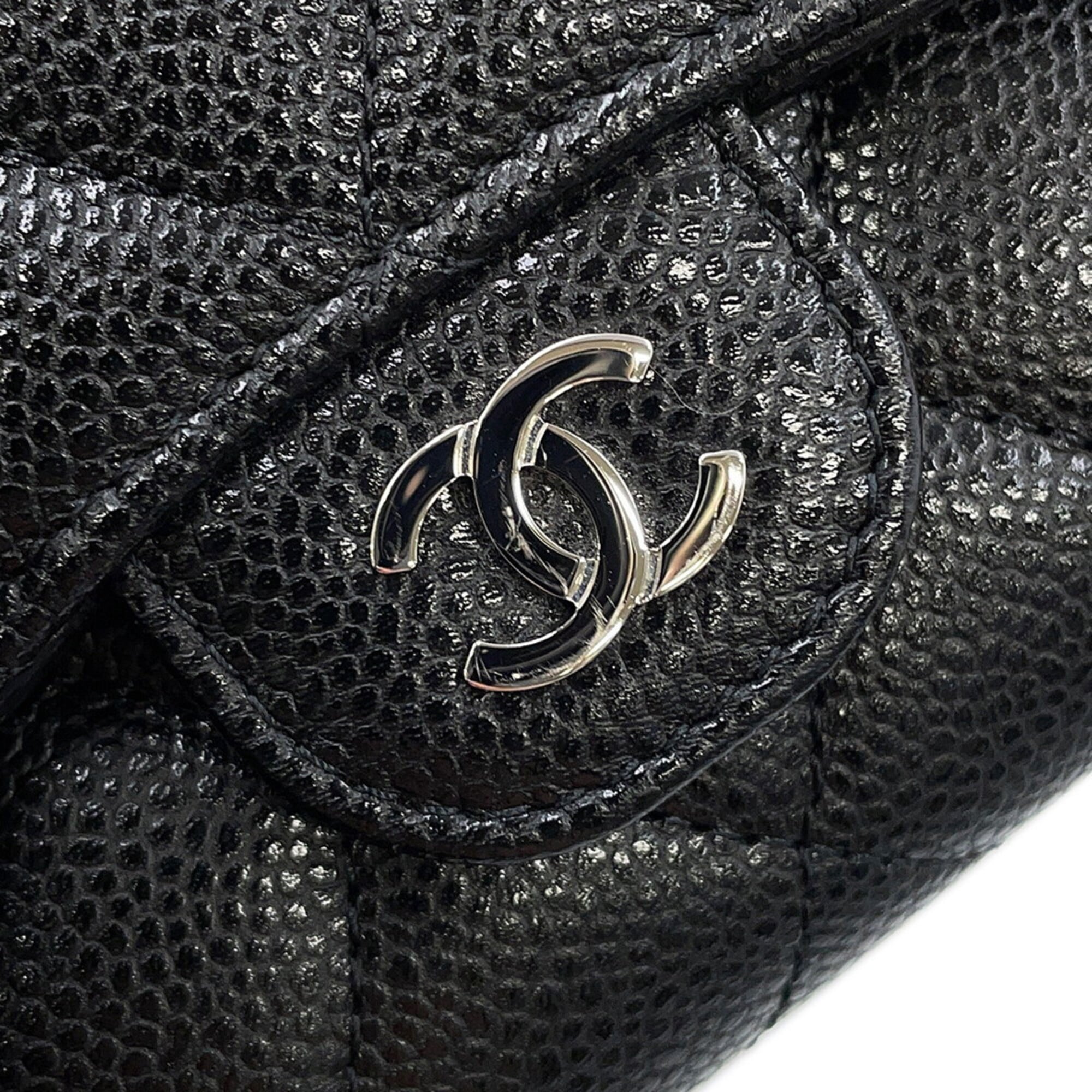 Chanel Black Grained Calfskin Wallet (Tri-Fold)