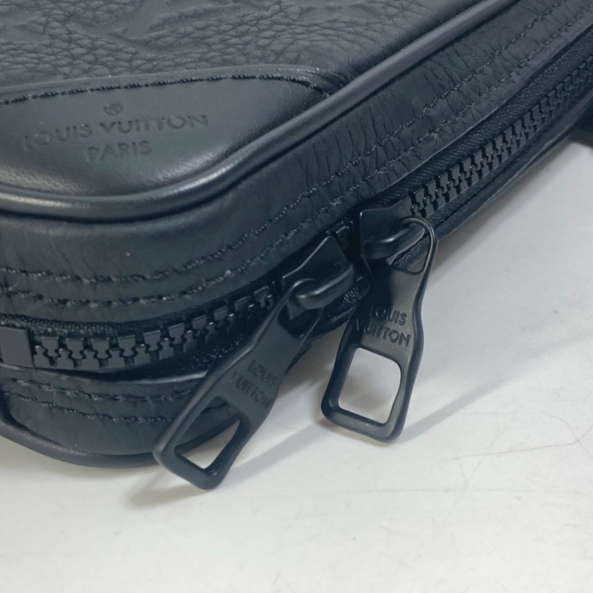 Louis Vuitton Black Orange Leather Shoulder Bag Sling Bag