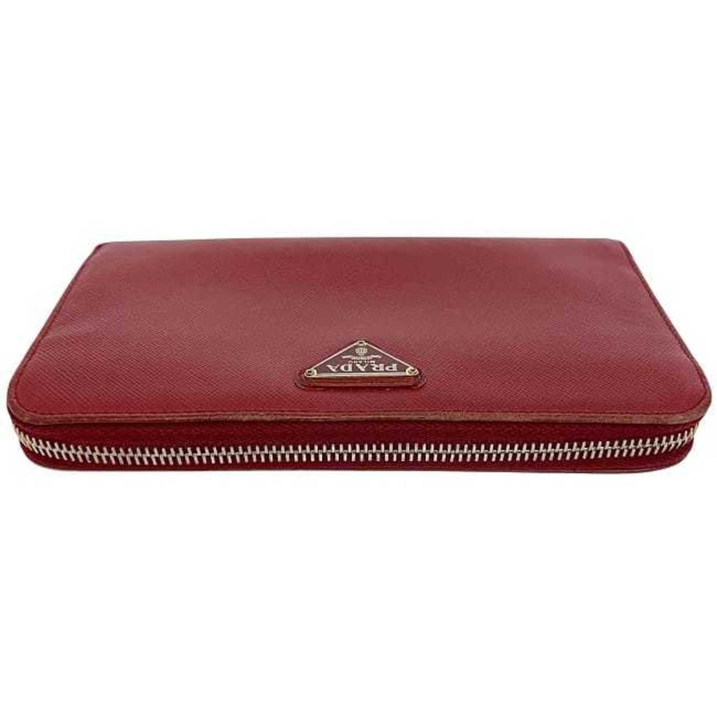 Prada Red Color Saffiano Long Wallet (Bi-Fold)