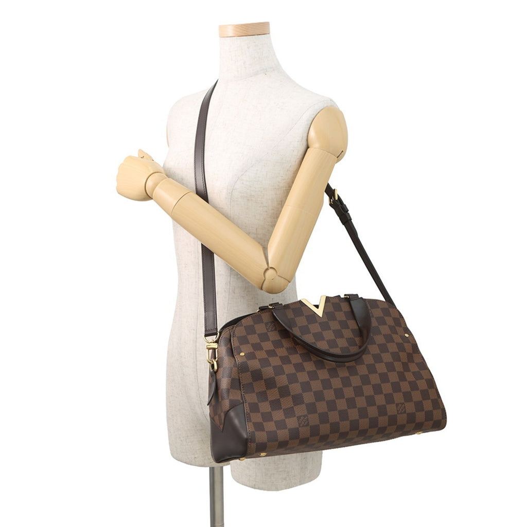 Louis Vuitton Beige Brown Damier Canvas Exotic Leather Handbag