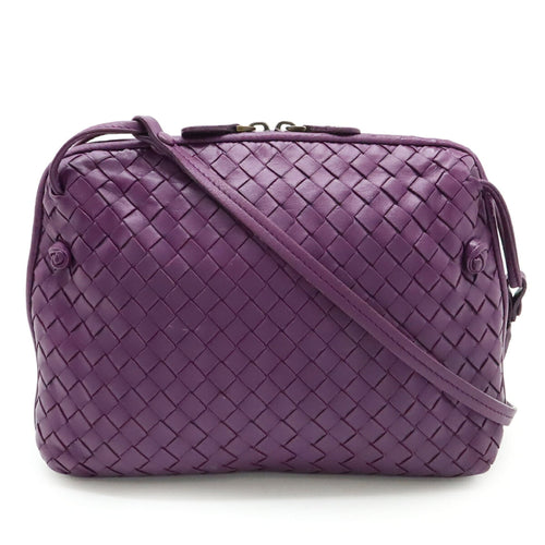 Bottega Veneta Intrecciato Purple Leather Pochette Shoulder Bag