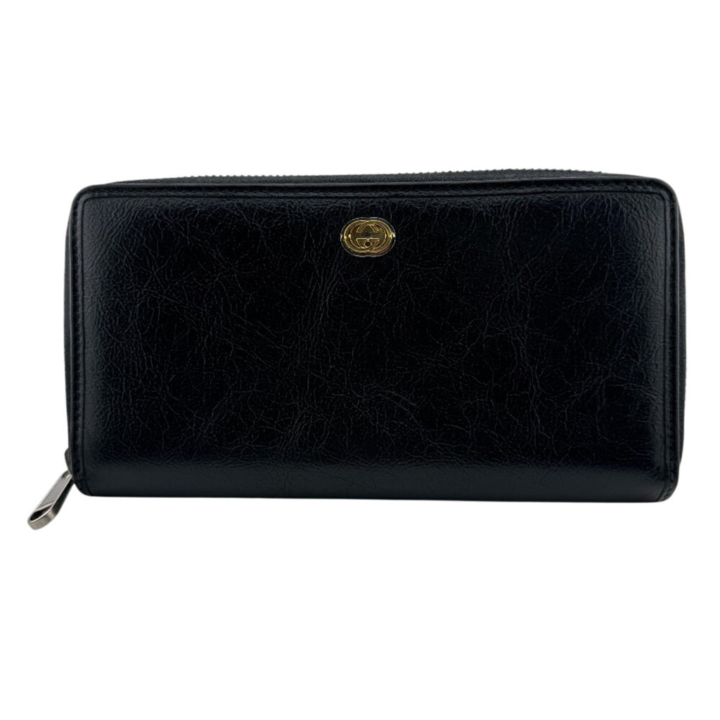 Gucci Black Leather Long Wallet (Bi-Fold) (Pre-Owned)