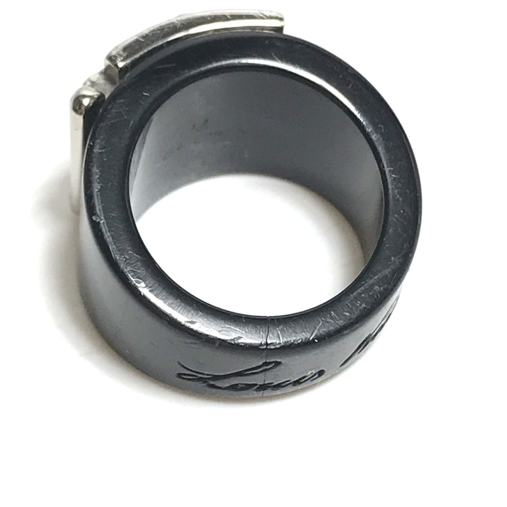 Louis Vuitton Silver Black Plastic Band Ring