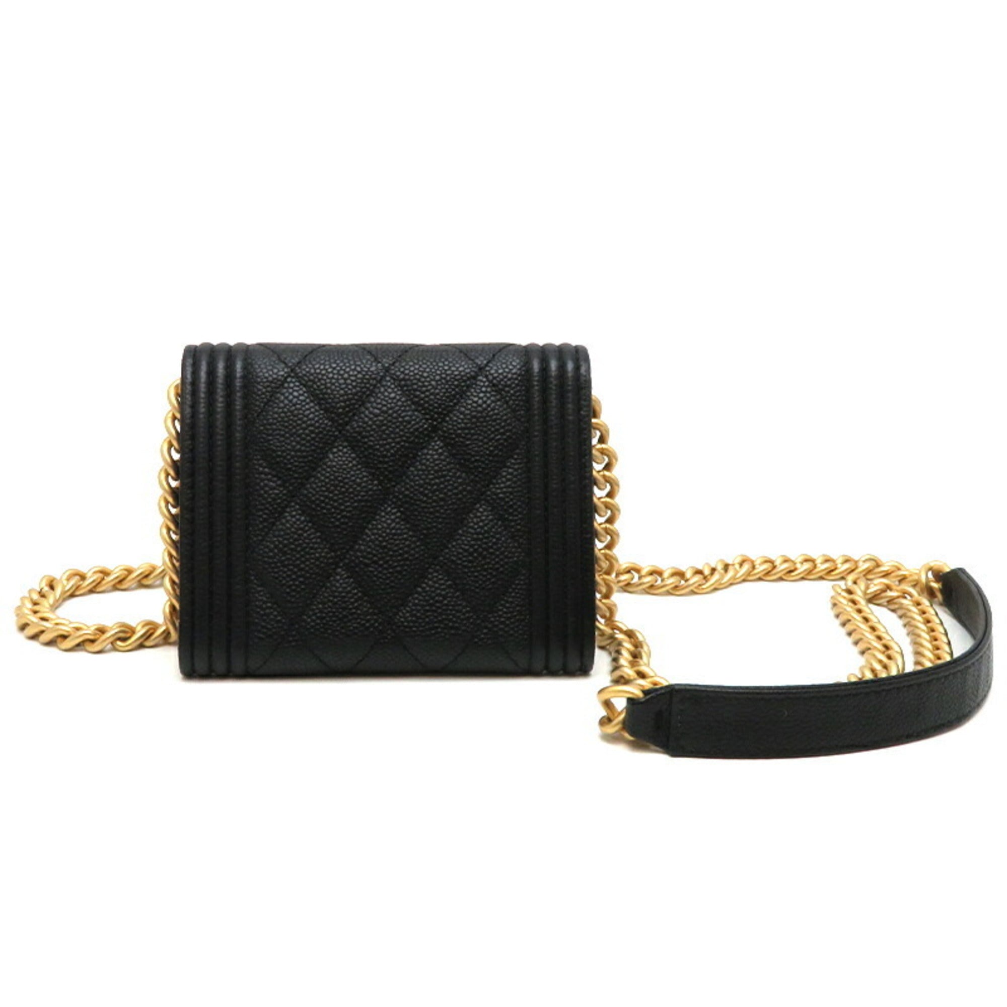 Chanel Boy Chanel Black Caviar Leather Shoulder Bag