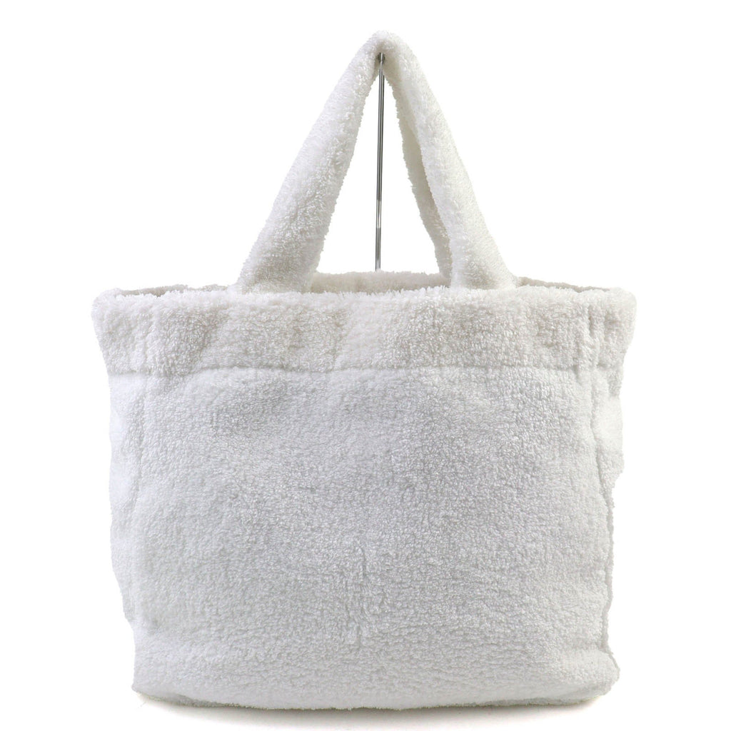 Prada Black White Polyester Leather Tote Bag