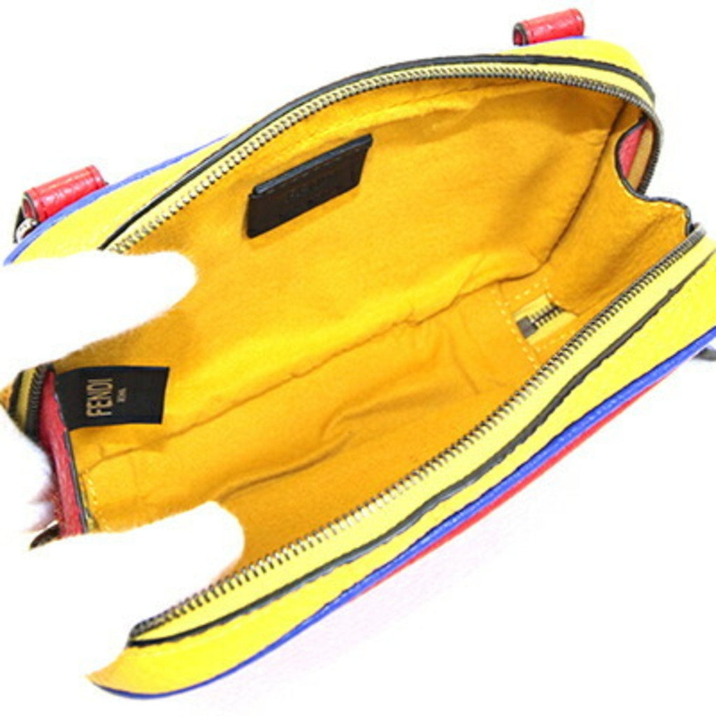 Fendi Blue Red Color Yellow Leather Pochette Shoulder Bag