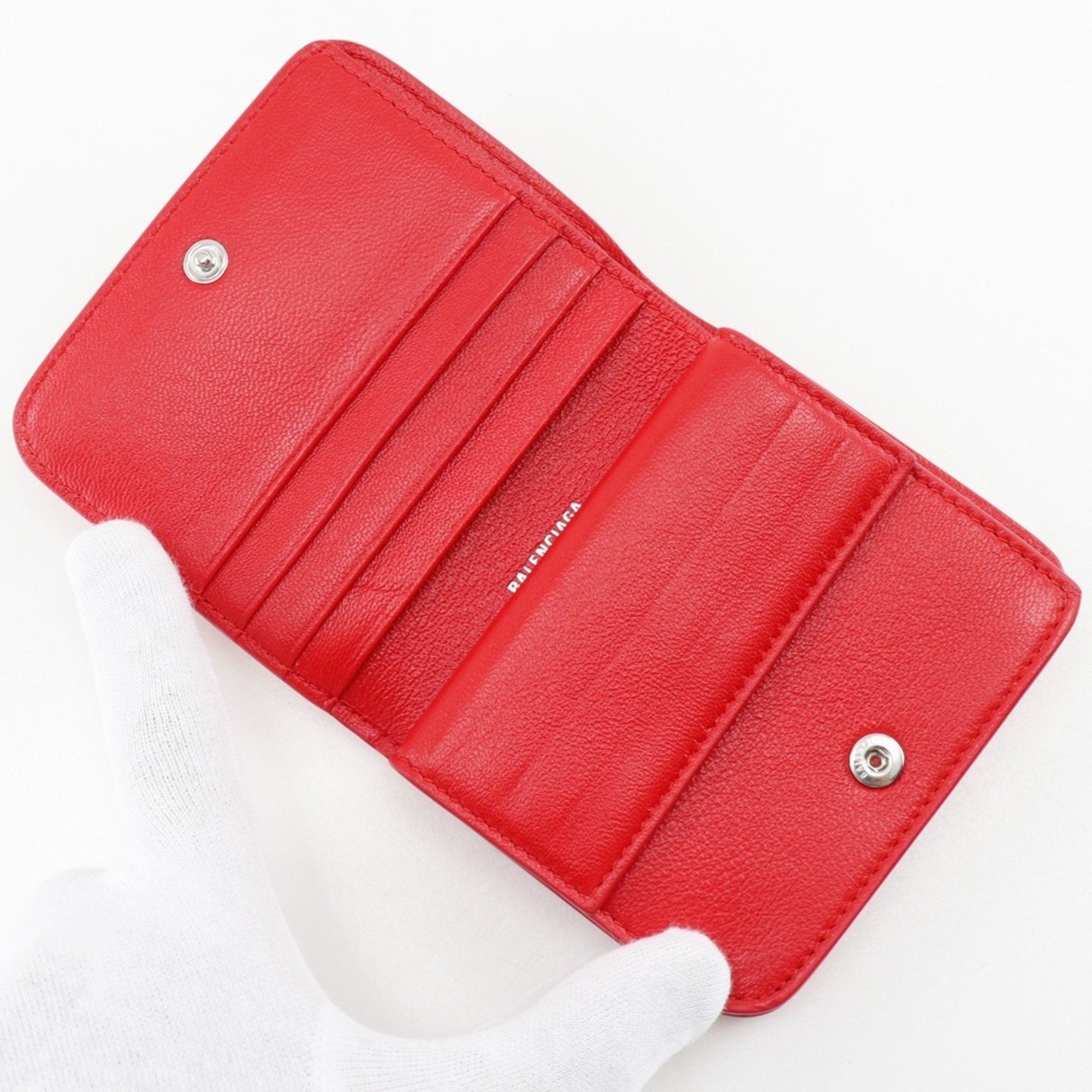 Balenciaga Red Color Leather Wallet (Bi-Fold)