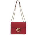 Gucci Red Color Leather Shoulder Bag (Pre-Owned)