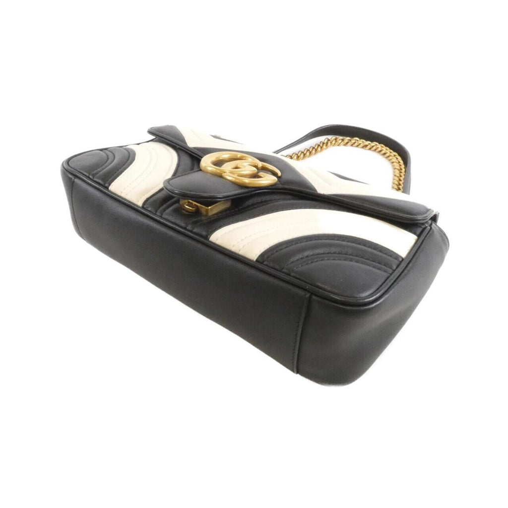 Gucci Black White Leather Shoulder Bag (Pre-Owned)