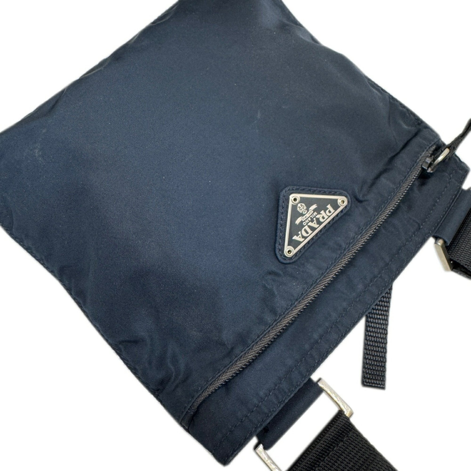 Prada Navy Nylon Pochette Shoulder Bag