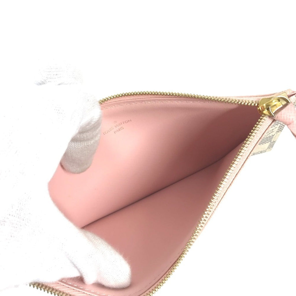 Louis Vuitton Pink White Damier Azur Chain/Shoulder Wallet