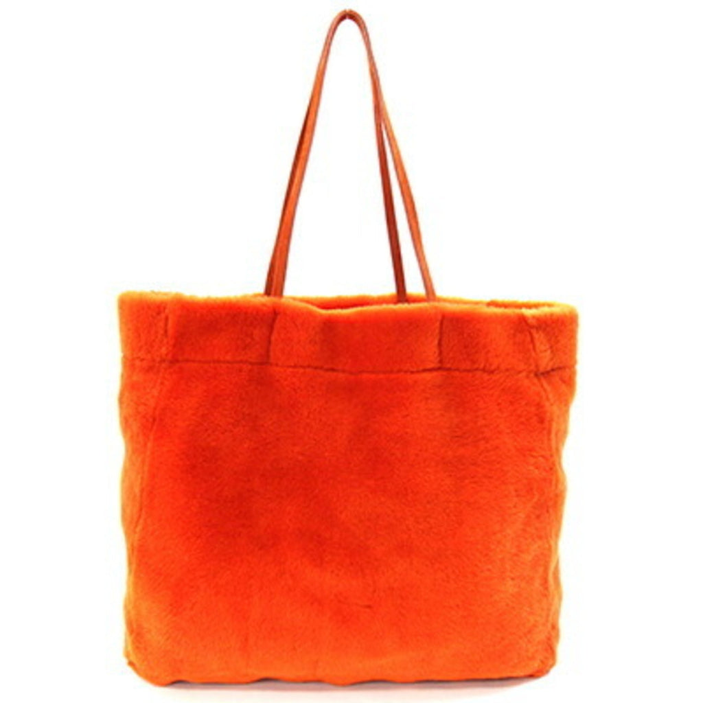 Prada Orange Suede Leather Tote Bag