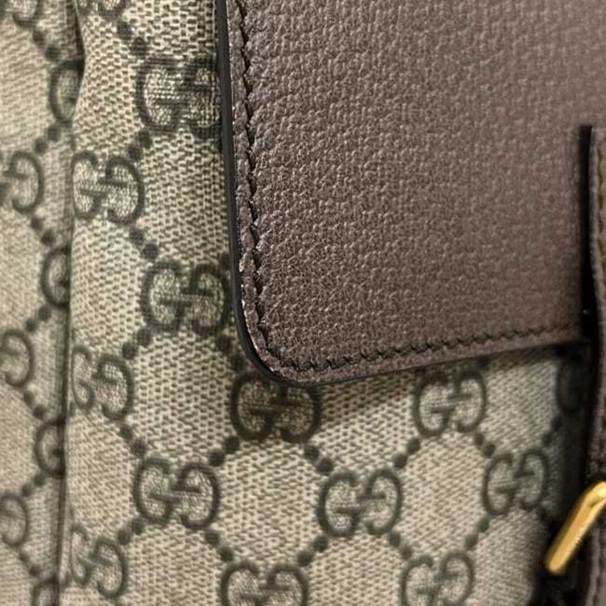 Gucci Sherry Line Beige Brown Gg Supreme Backpack (Pre-Owned)