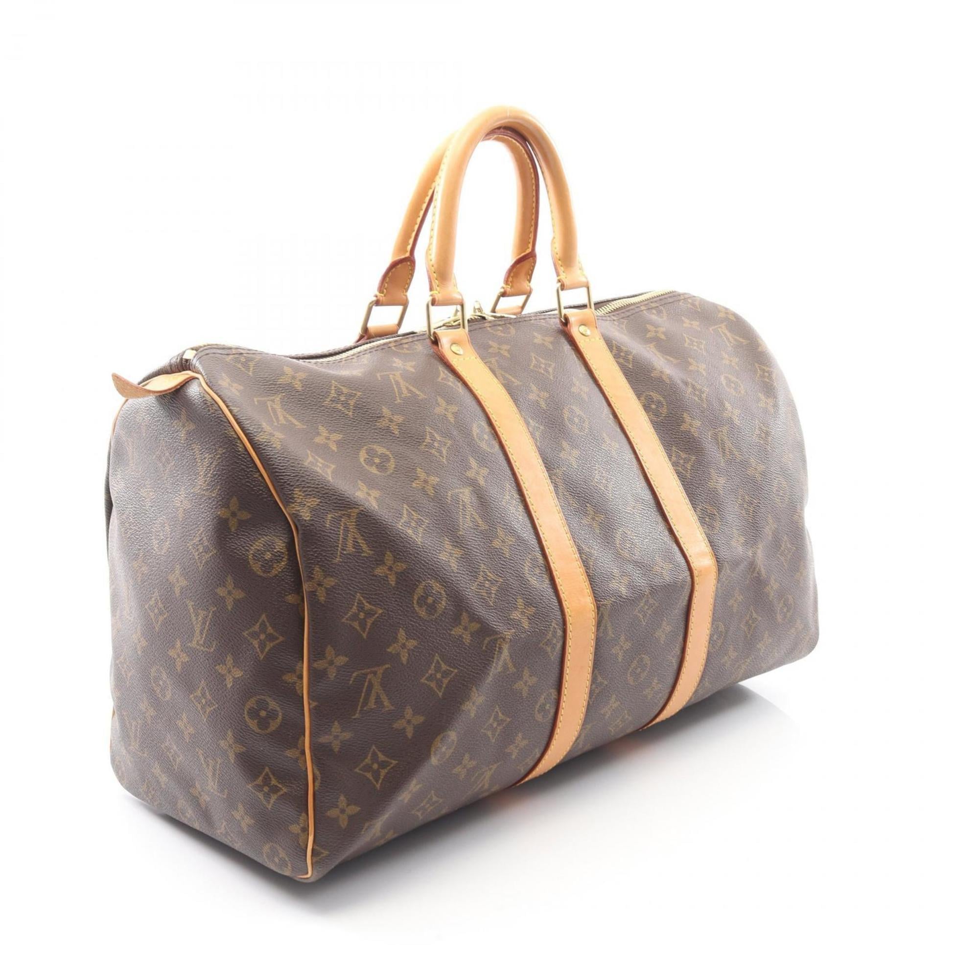 Louis Vuitton Brown Coated Canvas Leather Boston Bag