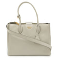 Prada Grayish Off-White Talco Leather Shoulder Bag Tote Bag