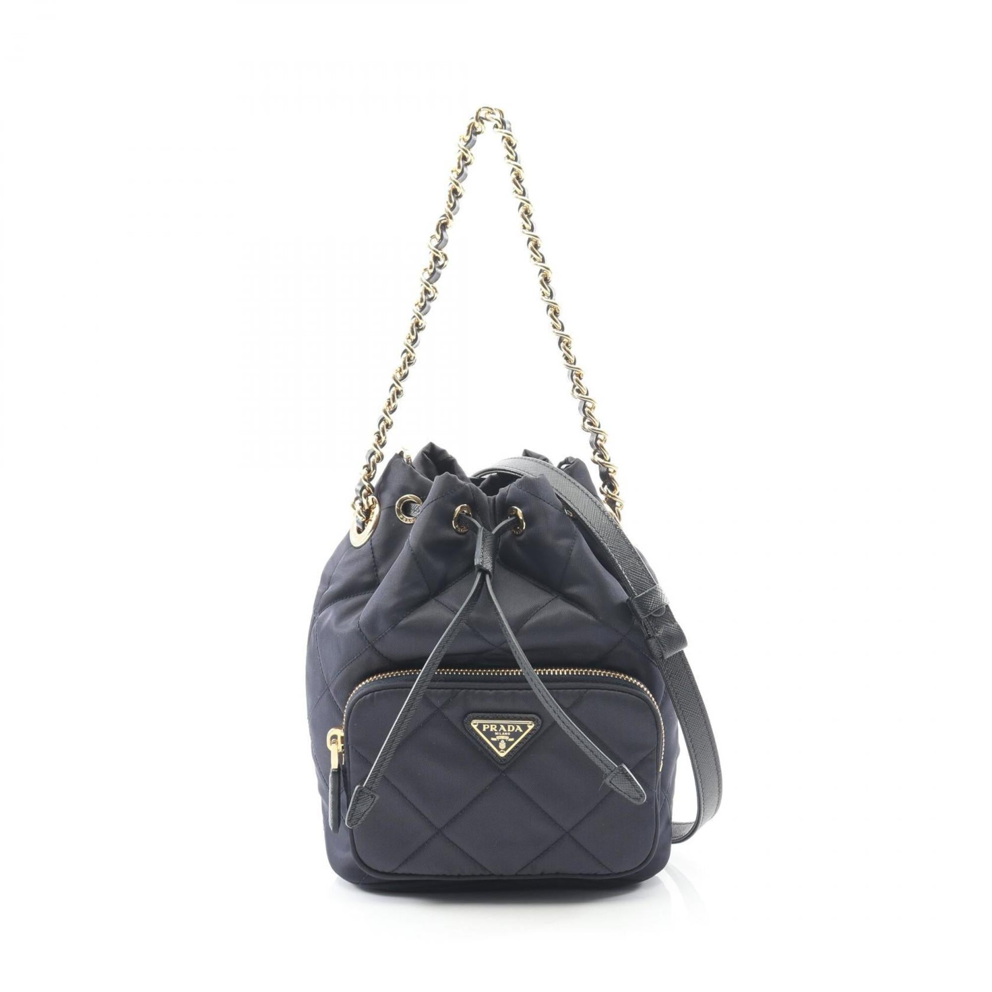 Prada Navy Nylon Saffiano Handbag