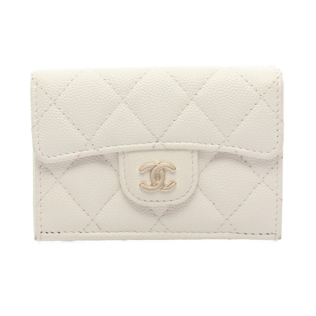 Chanel White Grained Calfskin Wallet (Tri-Fold)