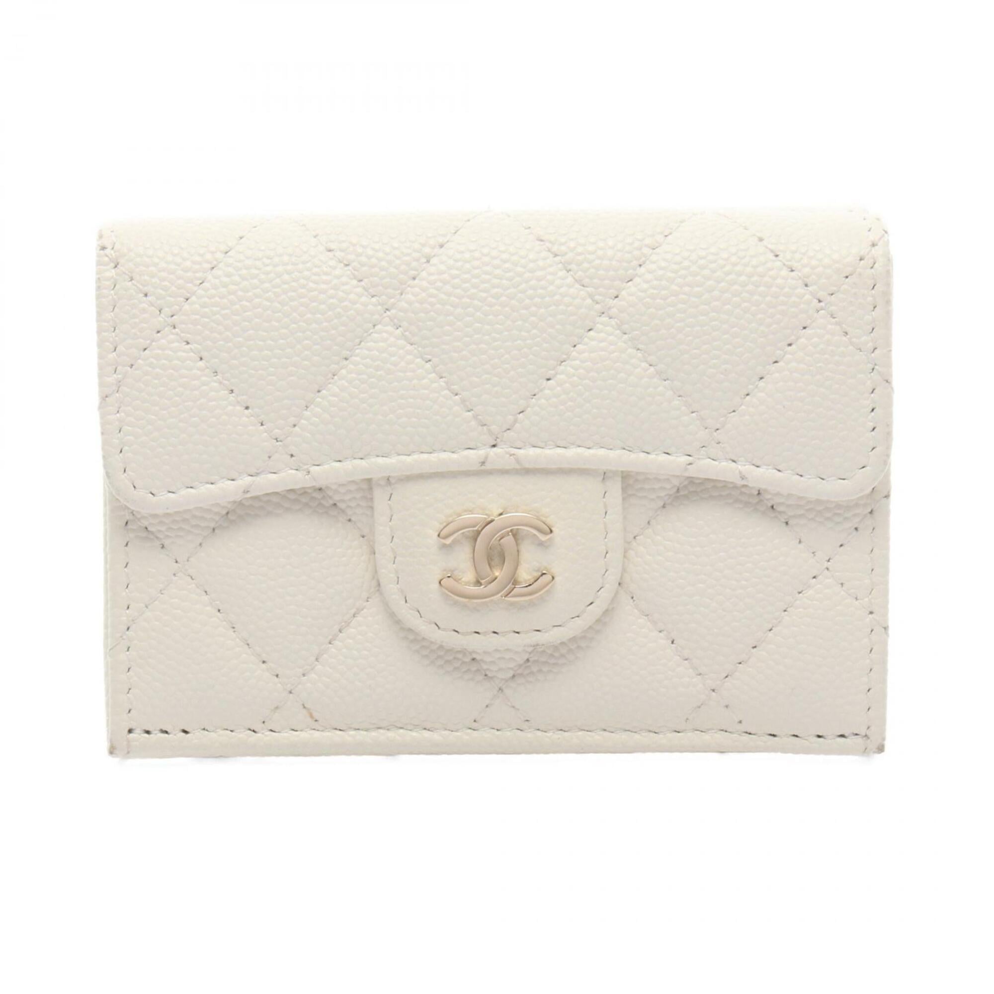 Chanel White Grained Calfskin Wallet (Tri-Fold)