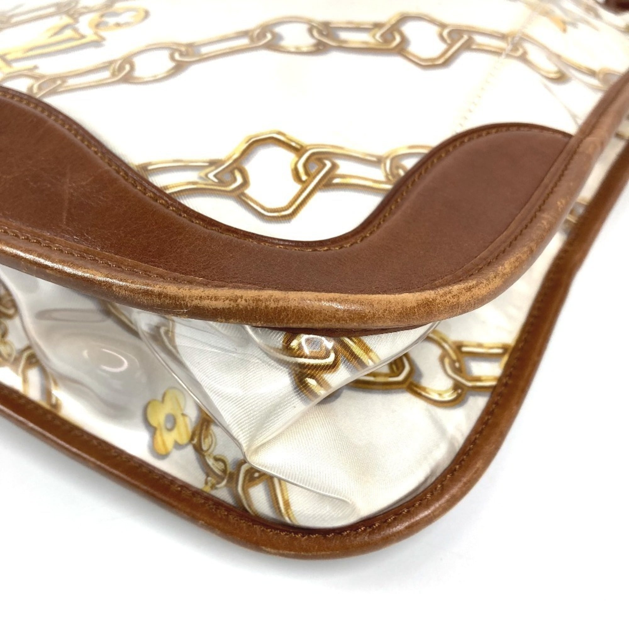 Louis Vuitton Brown White Vinyl Leather Shoulder Bag