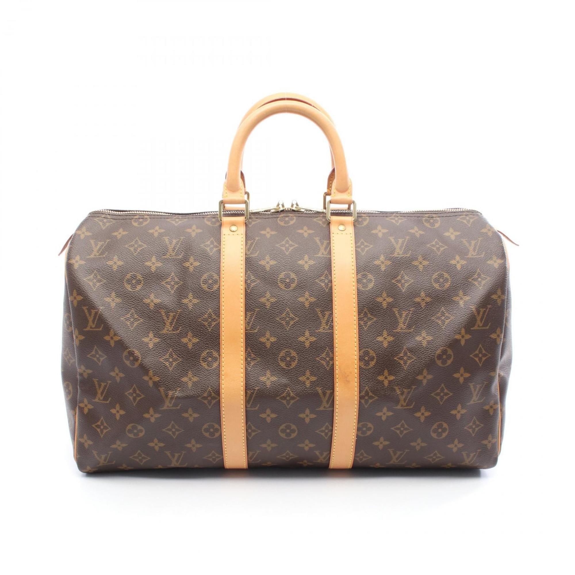 Louis Vuitton Brown Coated Canvas Leather Boston Bag