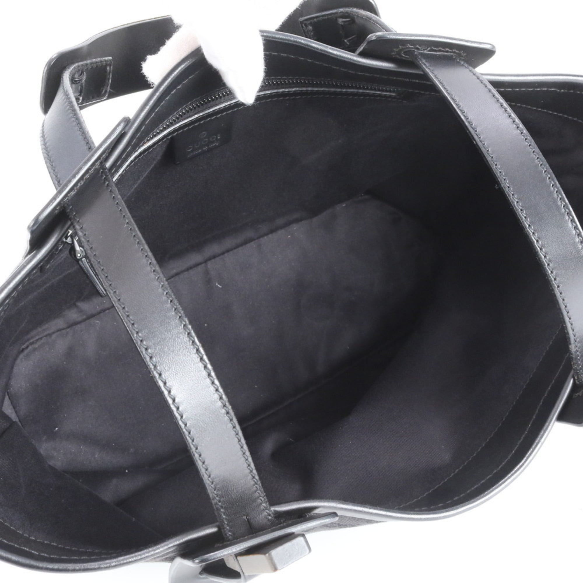 Gucci Black Canvas Leather Handbag Shoulder Bag Tote Bag (Pre-Owned)
