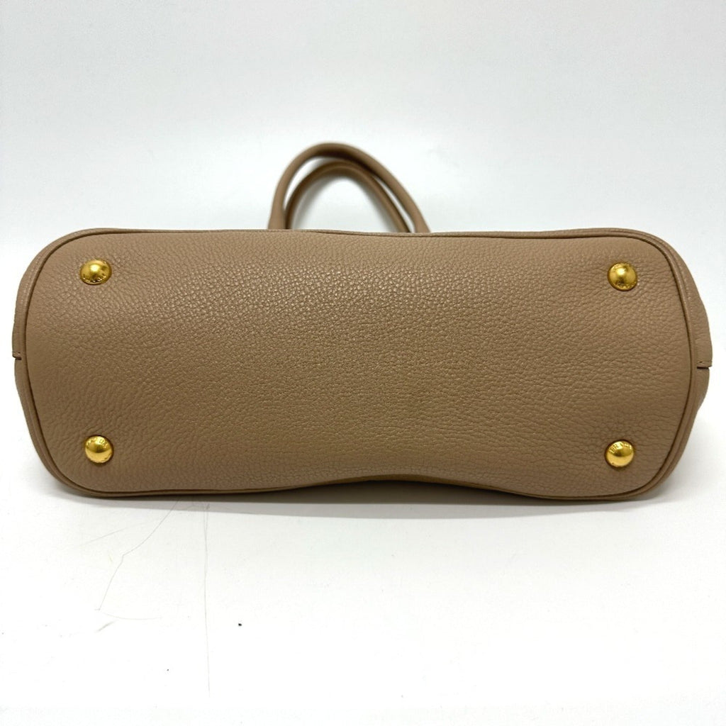 Prada Beige Leather Handbag Shoulder Bag Tote Bag