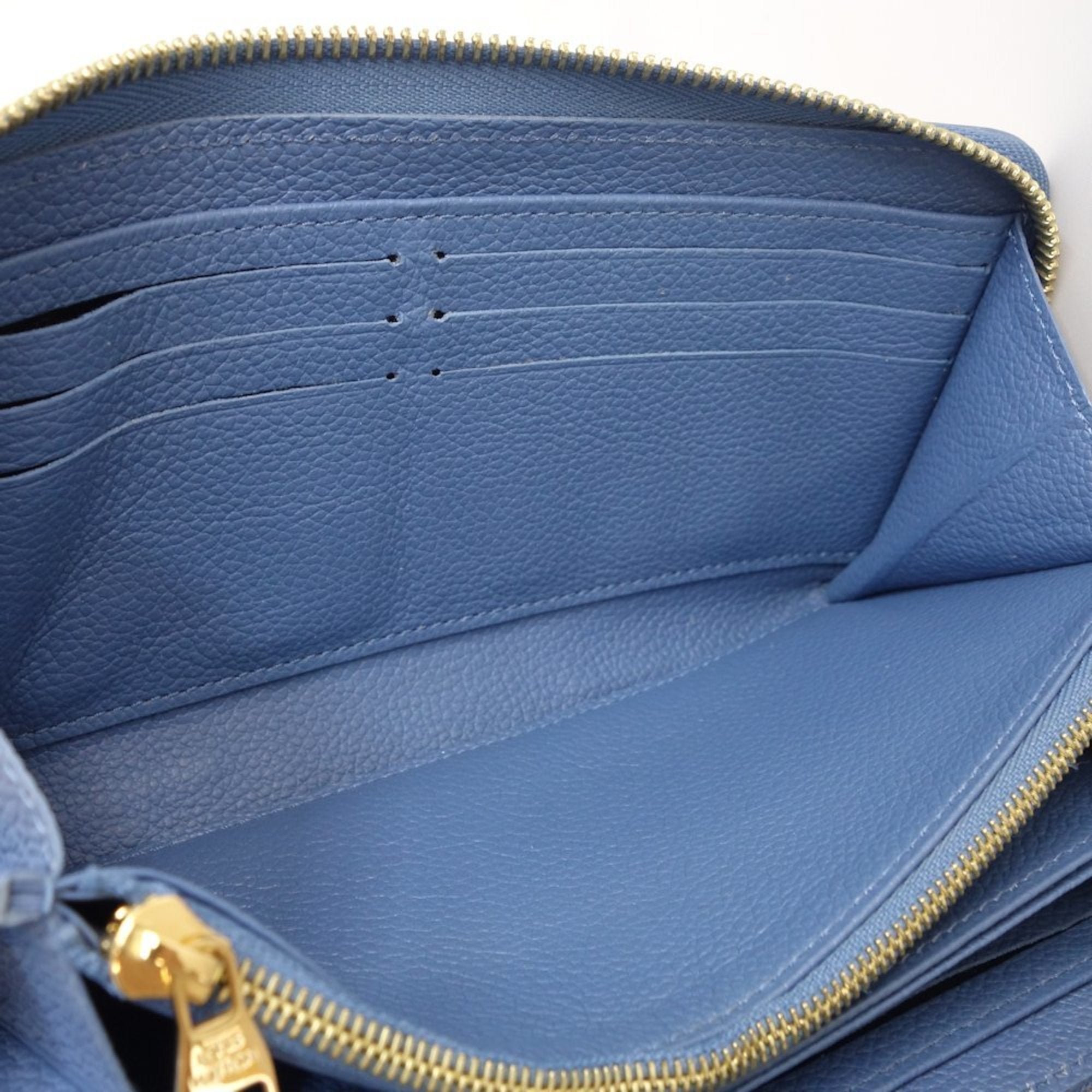 Louis Vuitton Blue Jean Cream Leather Long Wallet