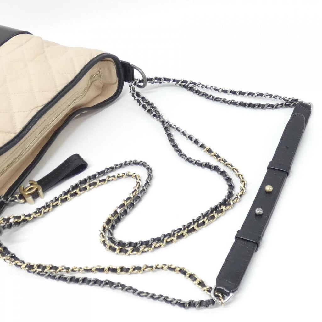 Chanel Gabriel Beige Black Leather Shoulder Bag