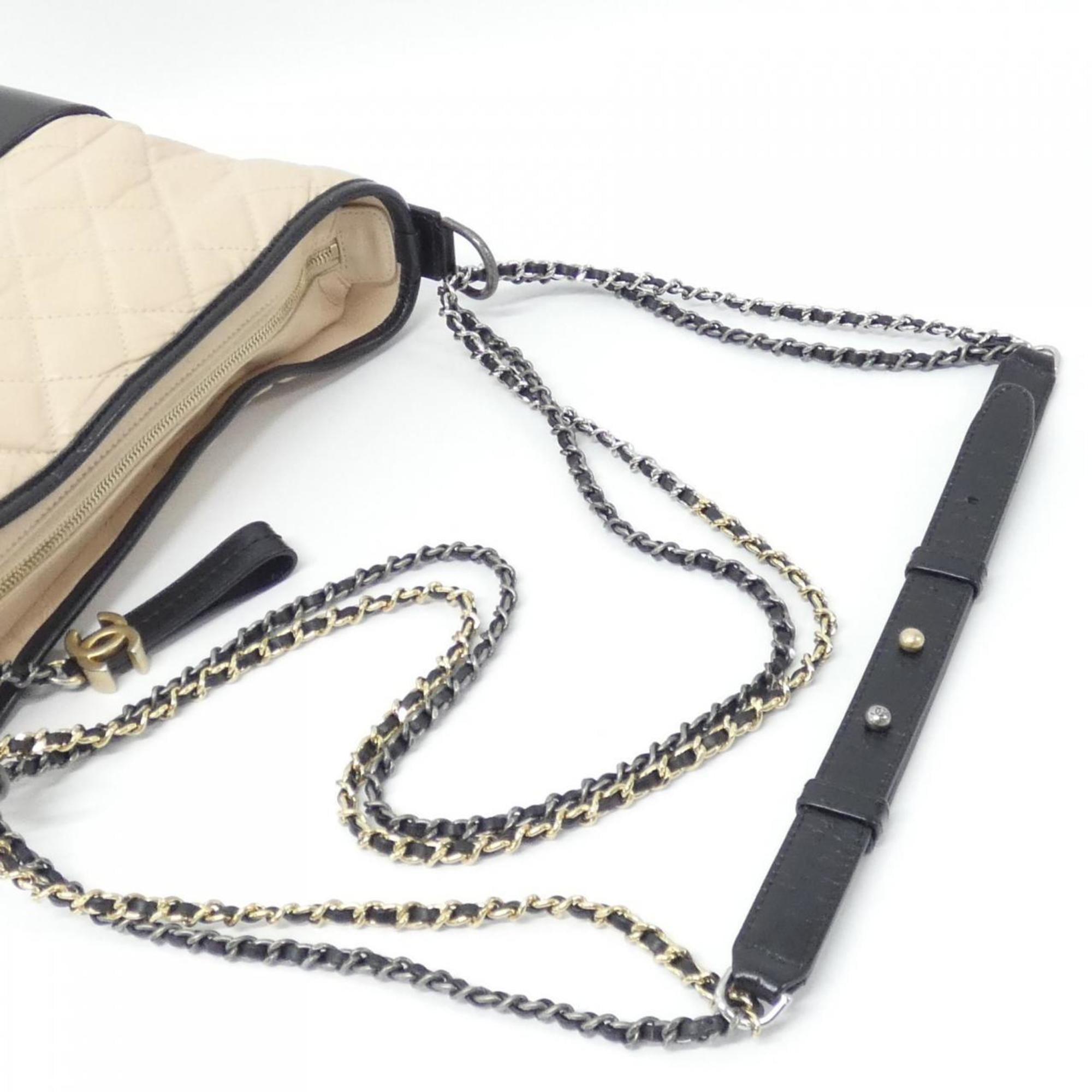 Chanel Gabriel Beige Black Leather Shoulder Bag