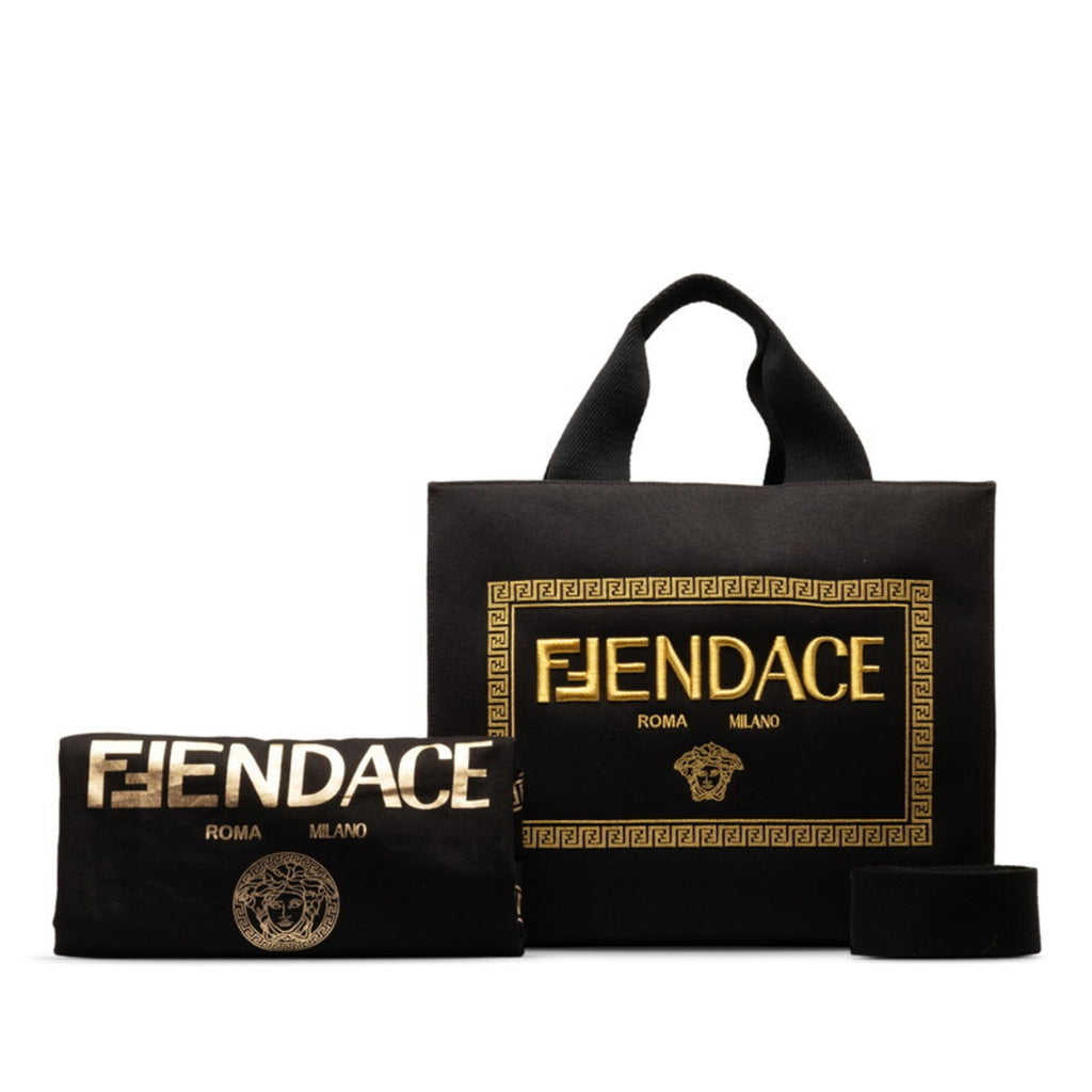 Fendi Black Canvas Shoulder Bag Tote Bag