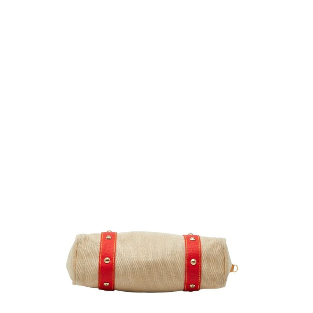 Louis Vuitton Beige Red Color Canvas Tote Bag
