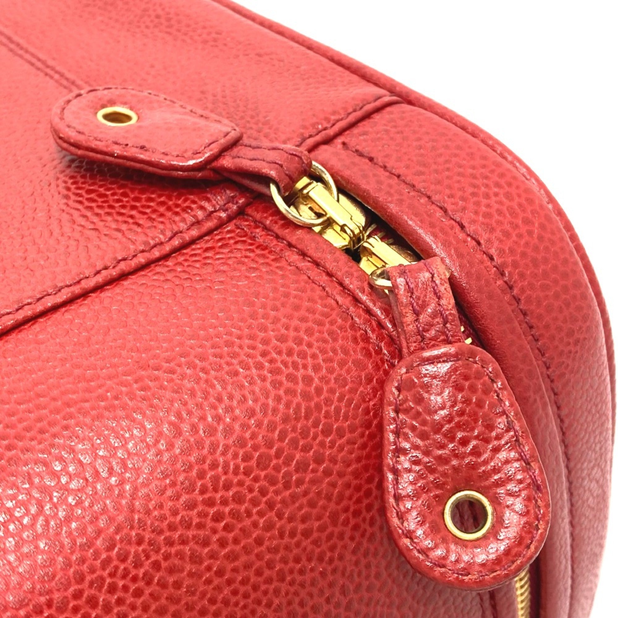 Chanel Red Leather Shoulder Bag