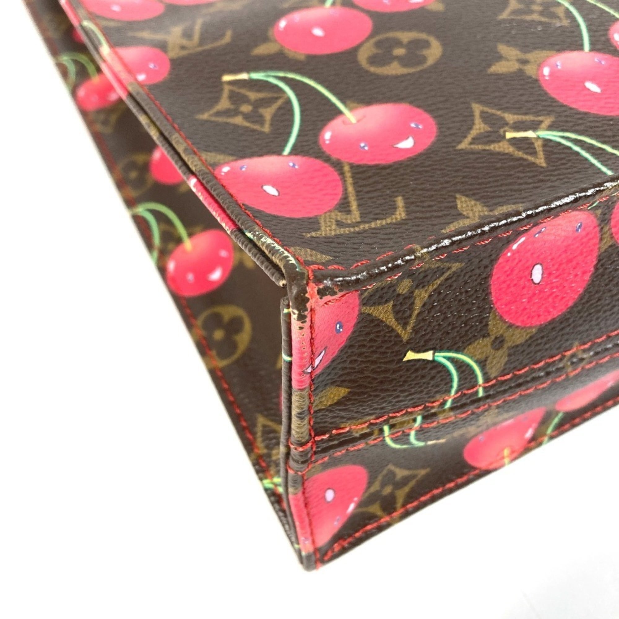 Louis Vuitton Brown Monogram Cherry Red Color Monogram Leather Shoulder Bag Tote Bag
