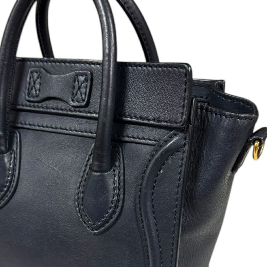 Celine Navy Leather Shoulder Bag