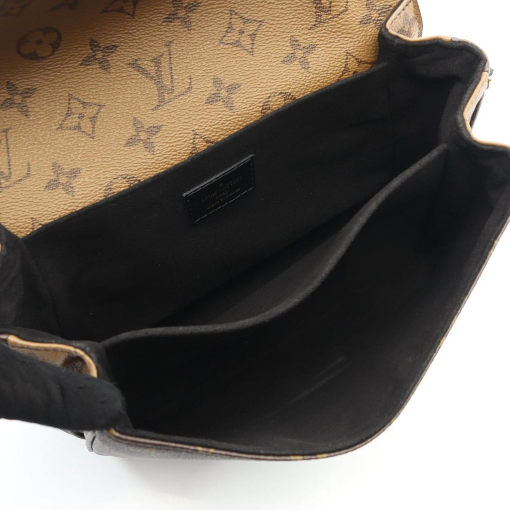 Louis Vuitton Black Brown Coated Canvas Pvc Leather Handbag Pochette