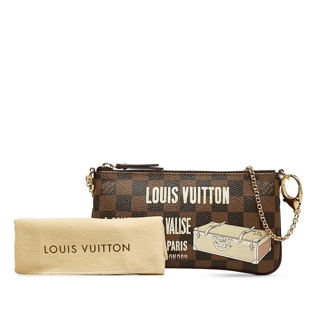 Louis Vuitton Brown Pvc Leather Pochette Pouch