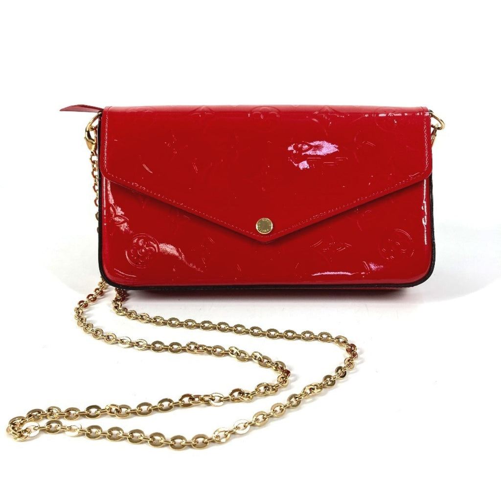 Louis Vuitton Red Color Monogram Vernis Canvas Clutch Bag Pochette Shoulder Bag