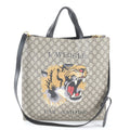 Gucci Beige Leather Coated Canvas Messenger Bag Shoulder Bag (Pre-Owned)
