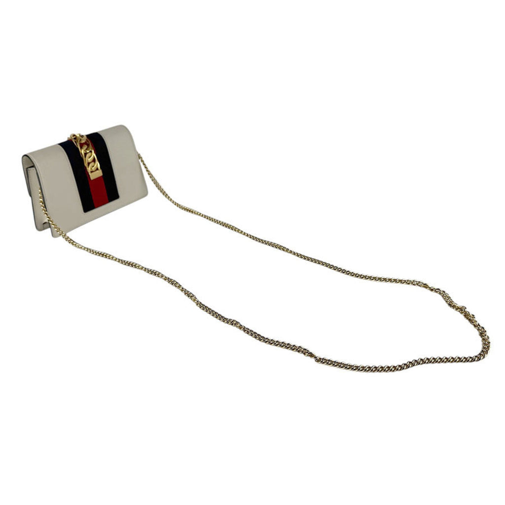Gucci Gold Ivory Leather Metal Shoulder Bag (Pre-Owned)
