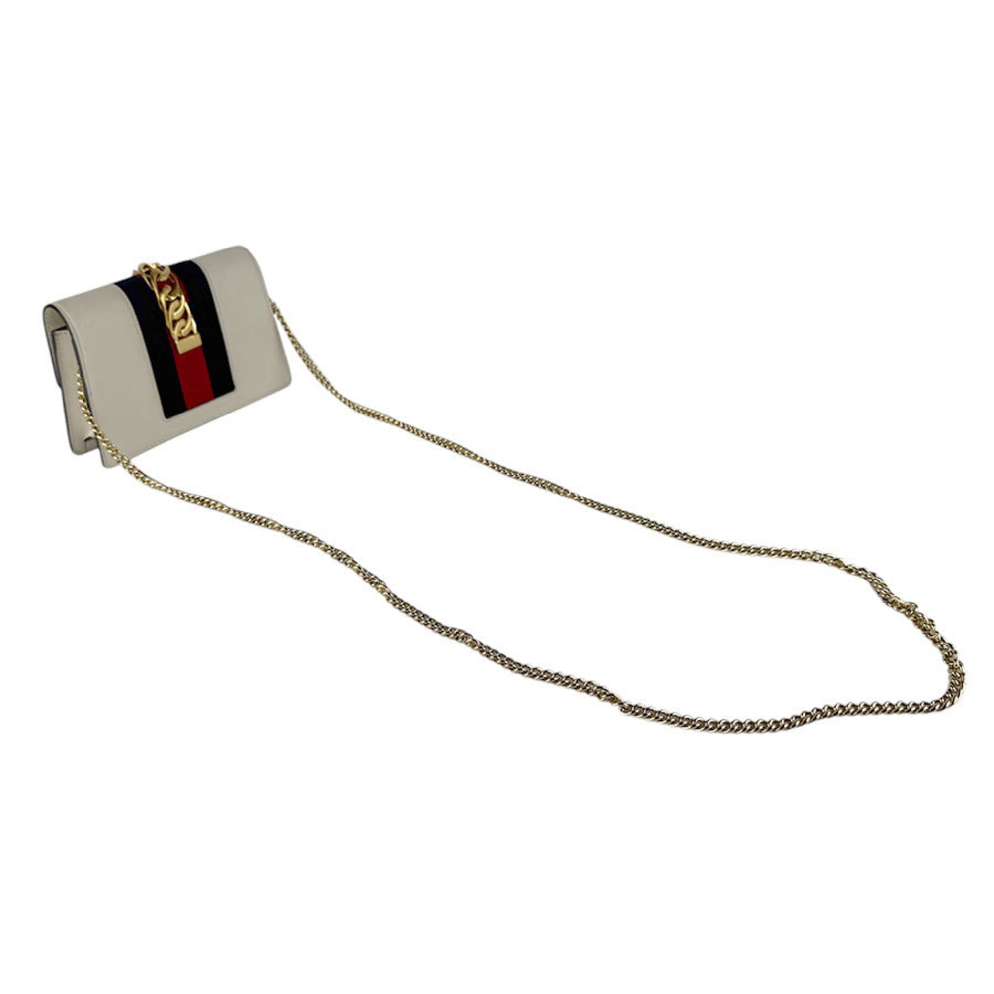 Gucci Gold Ivory Leather Metal Shoulder Bag (Pre-Owned)