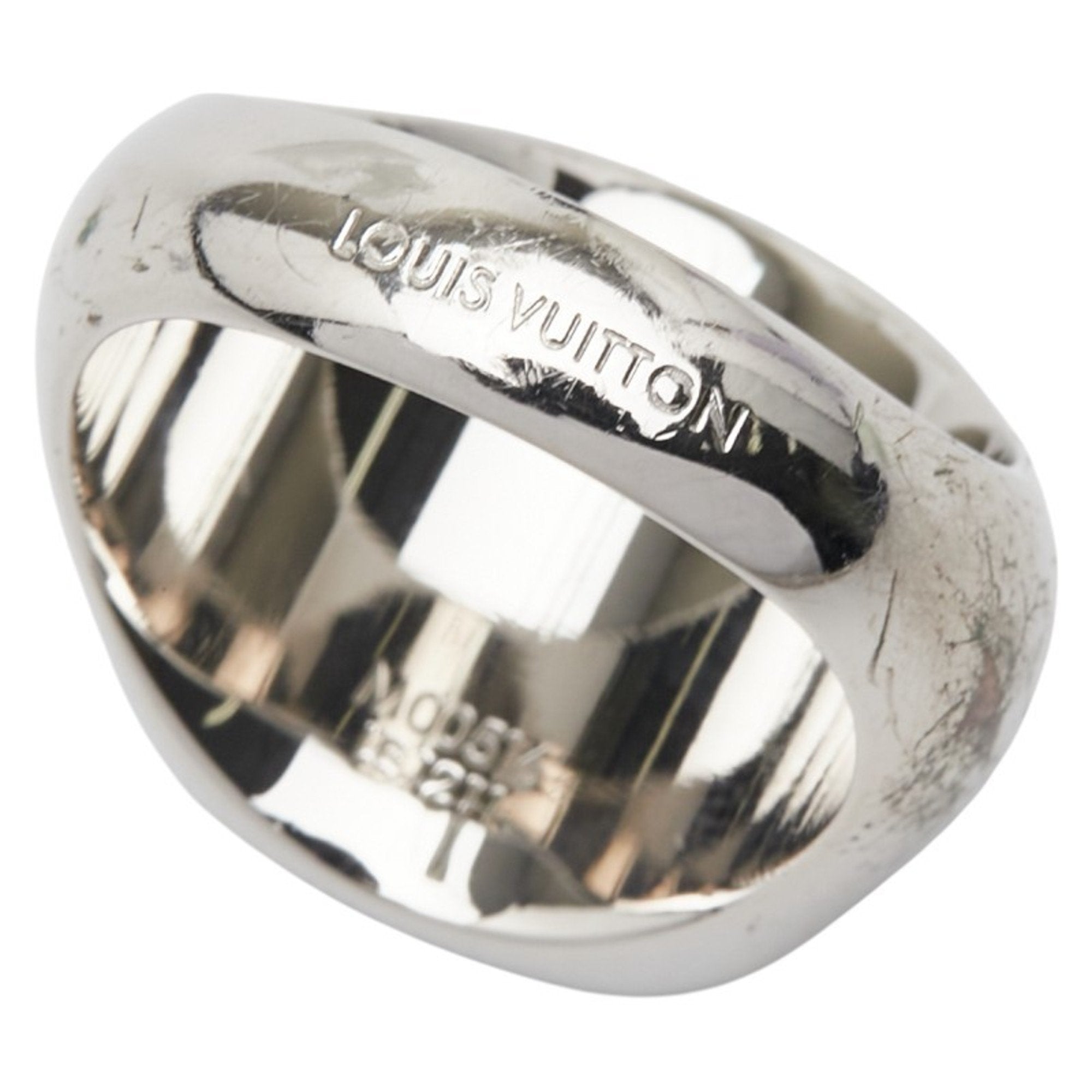 Louis Vuitton Silver Brown Band Ring